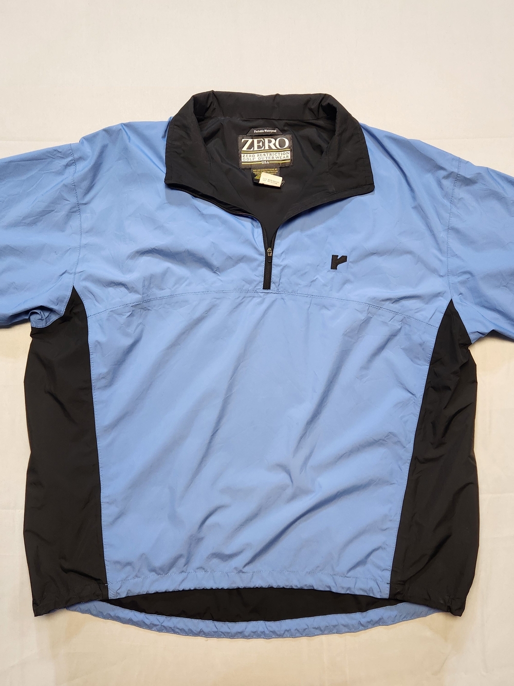 Zero Restriction men's windbreaker short sleeve pullover 1/4 zip blue jacket XL